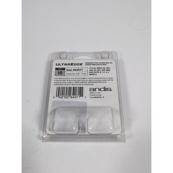 Andis UltraEdge Detachable Clipper Blade #10 Sealed New 1.5 mm Chrome Finish - Picture 2 of 2